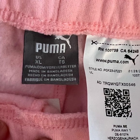 Puma Girls Motion Pack Fleece Jogger Koral Ice Sweatpants Size XL - Picture 2 of 4
